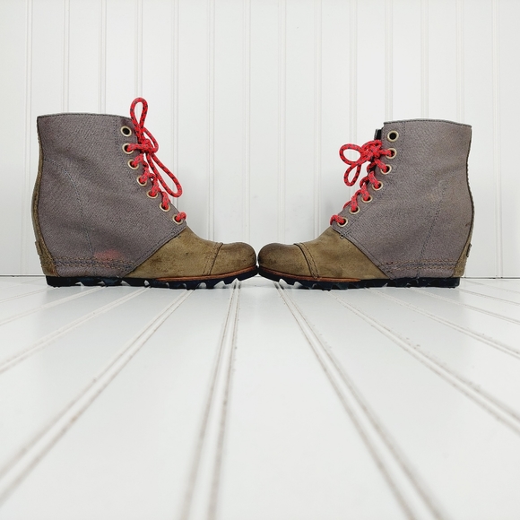 Sorel PDX 1964 Lexie Premium Leather Waterproof Wedge Lace Up Booties i 765 - Picture 7 of 10